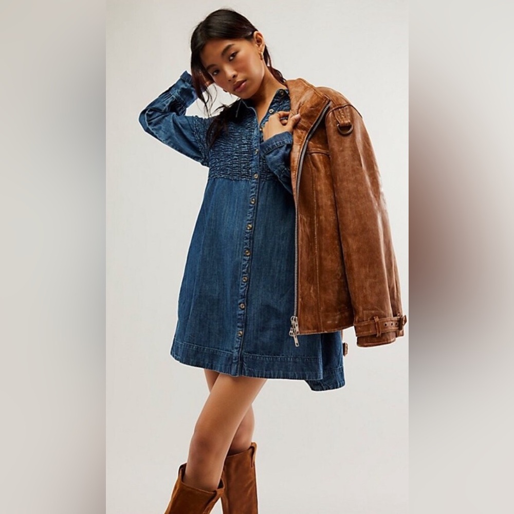 Free People Denim Find Me Now Mini Dress NWOT
